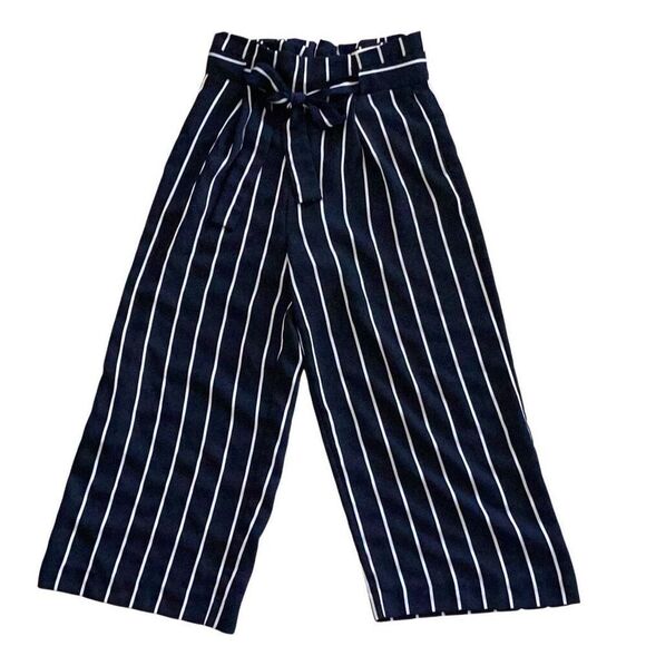 Second Female Anthropologie Lexington Wide Leg Pants Women’s Small Navy Cropped - Picture 2 of 9